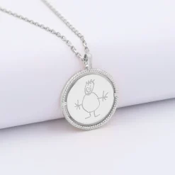 Pendentif personnalisé médaille réversible contour tressé Eternelle gravée argent 18 mm