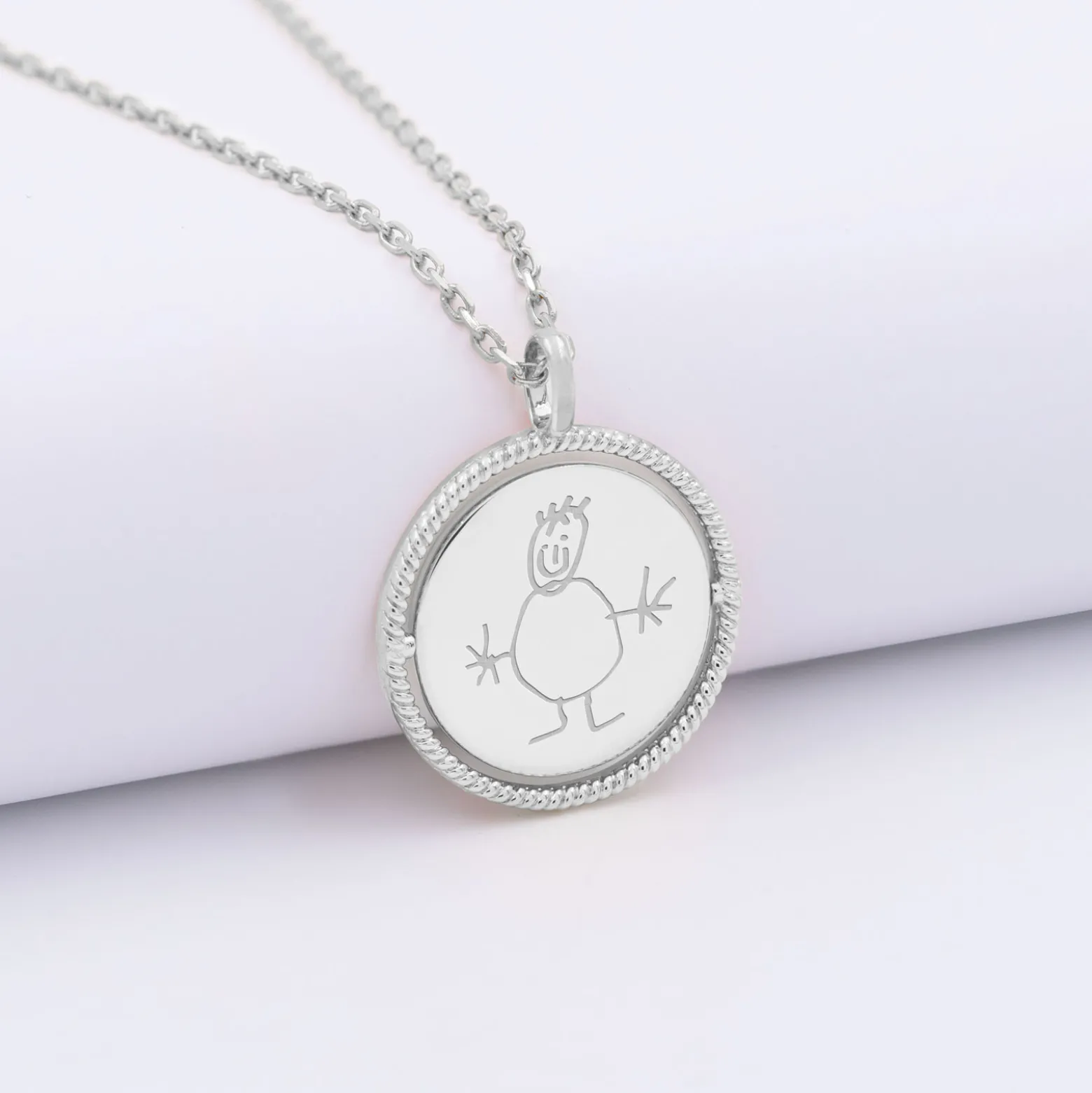 Pendentif personnalisé médaille réversible contour tressé Eternelle gravée argent 18 mm