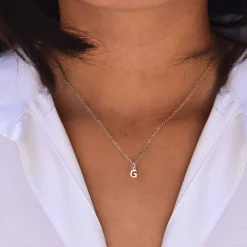 Pendentif personnalisé médaille argent lettre initiale 5 mm