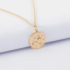 Pendentif personnalisé médaille gravée plaqué or ange texturée 14 mm