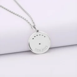 Pendentif personnalisé médaille Lune zircons crépuscule gravée argent 16 mm