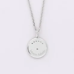 Pendentif personnalisé médaille Lune zircons crépuscule gravée argent 16 mm