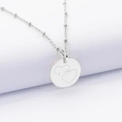 Pendentif personnalisé médaille gravée argent 15 mm - Edition spéciale mariage Coeur Infini