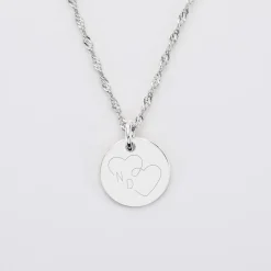 Pendentif personnalisé médaille gravée argent 15 mm - Edition spéciale mariage Coeur Infini