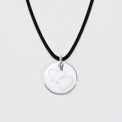 Pendentif personnalisé médaille gravée argent 15 mm - Edition spéciale mariage Coeur Infini