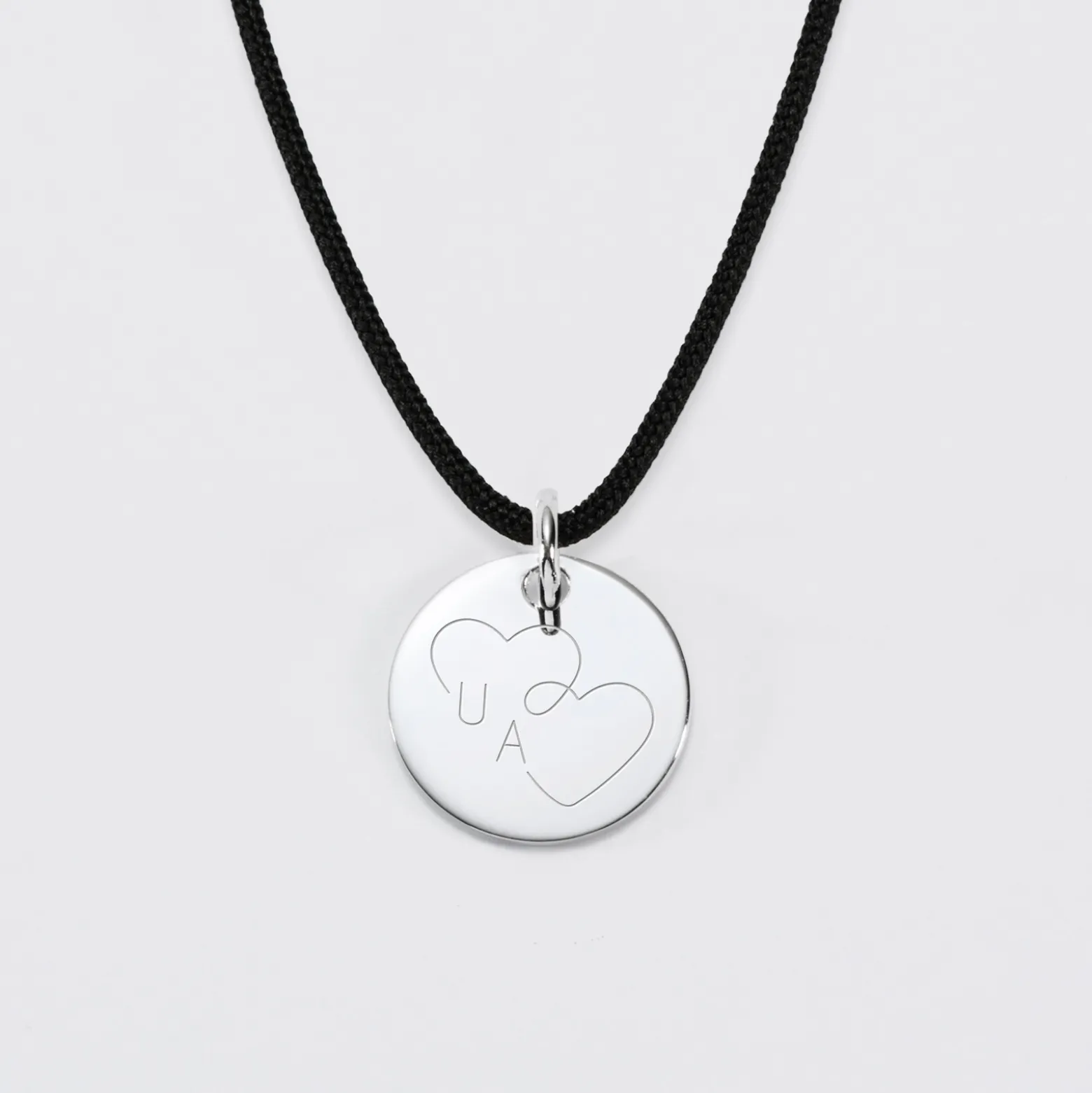 Pendentif personnalisé médaille gravée argent 15 mm - Edition spéciale mariage Coeur Infini