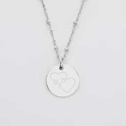 Pendentif personnalisé médaille gravée argent 15 mm - Edition spéciale mariage Coeur Infini