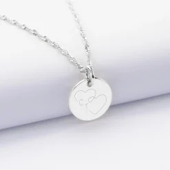 Pendentif personnalisé médaille gravée argent 15 mm - Edition spéciale mariage Coeur Infini