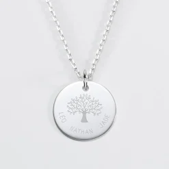 Pendentif personnalisé médaille gravée argent 19 mm - Edition spéciale Arbre de Vie