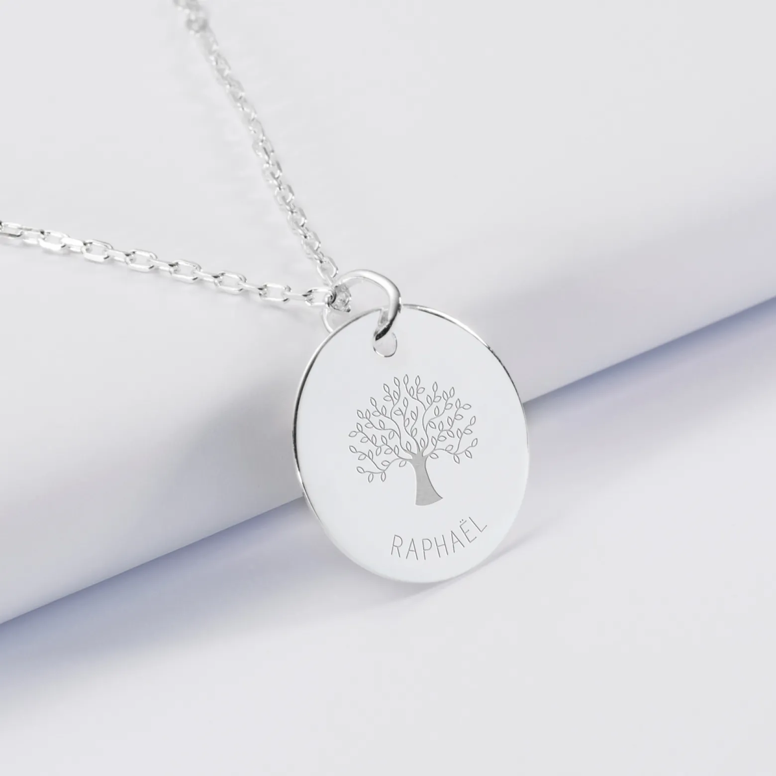Pendentif personnalisé médaille gravée argent 19 mm - Edition spéciale Arbre de Vie