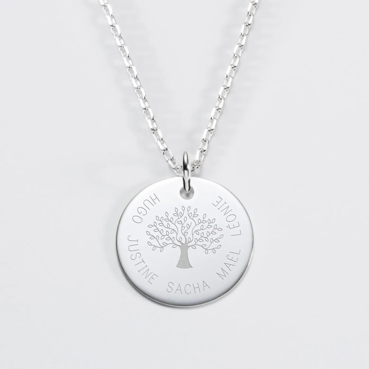 Pendentif personnalisé médaille gravée argent 19 mm - Edition spéciale Arbre de Vie