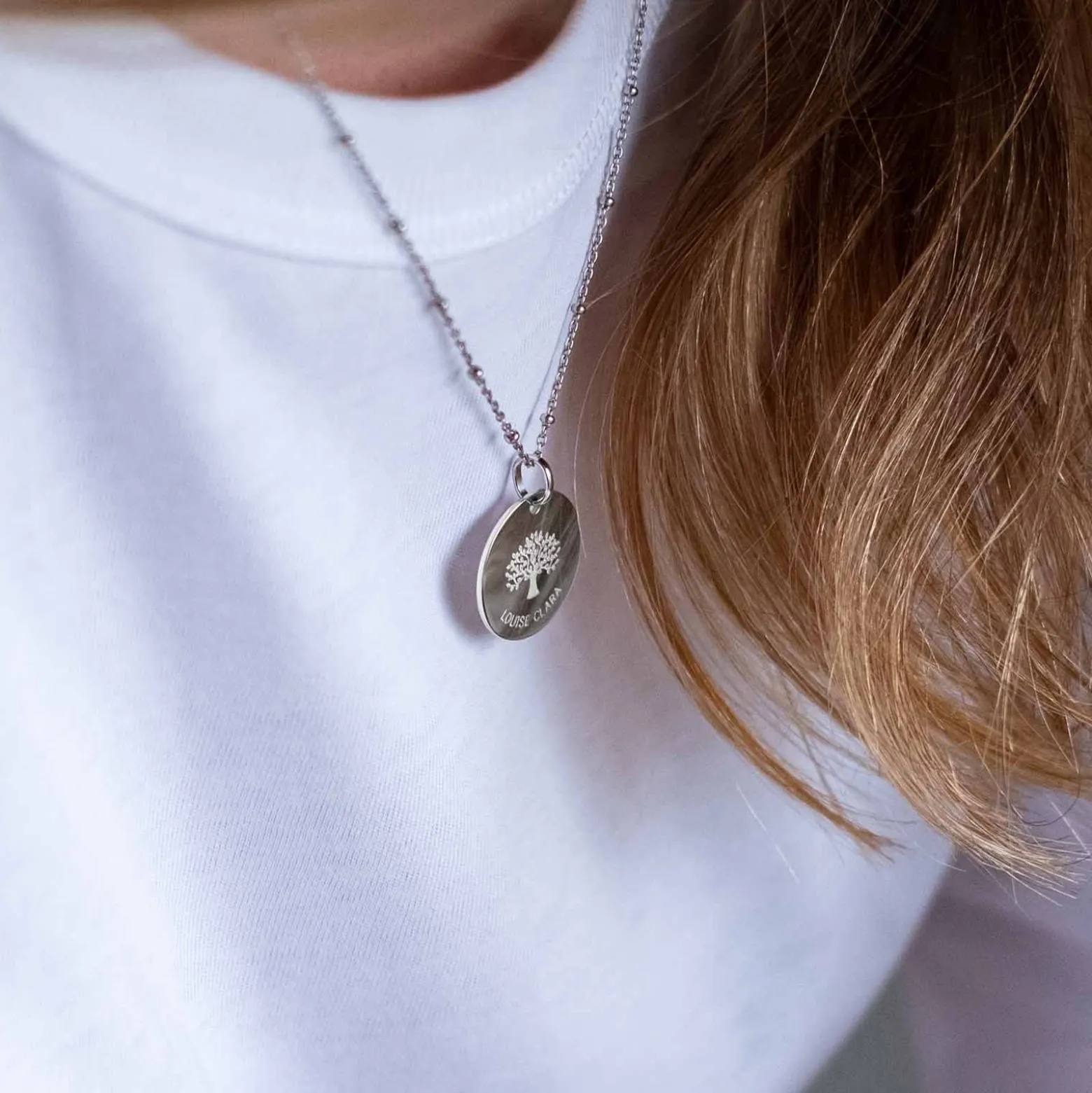 Pendentif personnalisé médaille gravée argent 19 mm - Edition spéciale Arbre de Vie