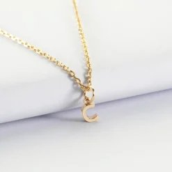 Pendentif personnalisé médaille plaqué or lettre initiale 5 mm