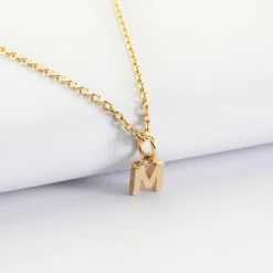 Pendentif personnalisé médaille plaqué or lettre initiale 5 mm