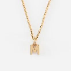 Pendentif personnalisé médaille plaqué or lettre initiale 5 mm