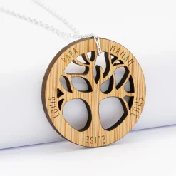 Pendentif personnalisé médaille gravée bois arbre de vie 35 mm
