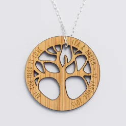 Pendentif personnalisé médaille gravée bois arbre de vie 35 mm