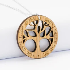 Pendentif personnalisé médaille gravée bois arbre de vie 35 mm