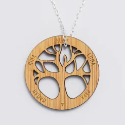Pendentif personnalisé médaille gravée bois arbre de vie 35 mm