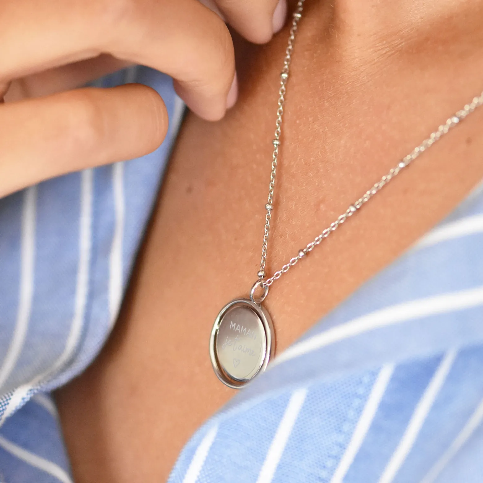 Pendentif personnalisé médaille réversible Eternelle gravée argent 18 mm