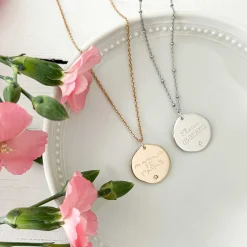 Pendentif personnalisé médaille scintillante gravée argent 20 mm