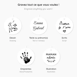 Pendentif personnalisé médaille scintillante gravée argent 20 mm