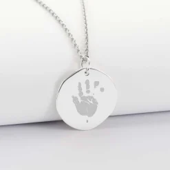 Pendentif personnalisé médaille scintillante gravée argent 20 mm