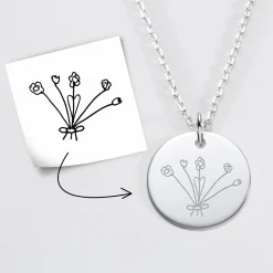 Pendentif personnalisé médaille gravée argent 19 mm