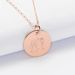 Pendentif personnalisé médaille gravée plaqué or rose 19 mm