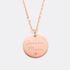 Pendentif personnalisé médaille gravée plaqué or rose 19 mm