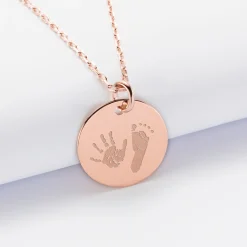Pendentif personnalisé médaille gravée plaqué or rose 19 mm