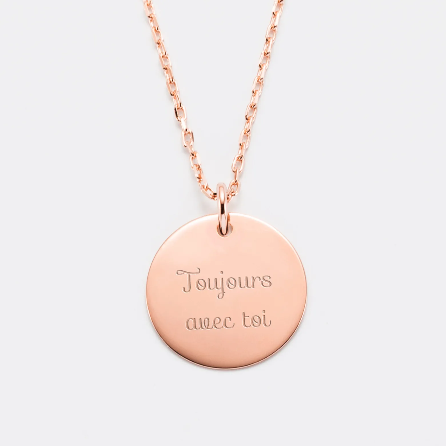Pendentif personnalisé médaille gravée plaqué or rose 19 mm