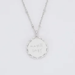 Pendentif personnalisé médaille vintage dentelée gravée argent 17 mm