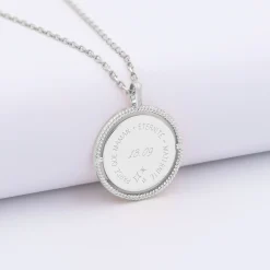 Pendentif personnalisé médaille réversible contour tressé Eternelle gravée argent 18 mm - HappyBulle x Capucine