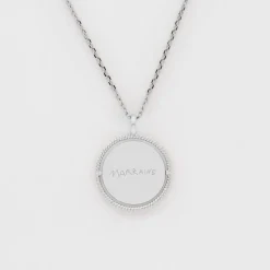 Pendentif personnalisé médaille réversible contour tressé Eternelle gravée argent 18 mm - HappyBulle x Capucine