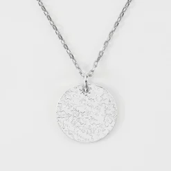 Pendentif personnalisé médaille martelée gravée argent 19 mm