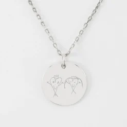 Pendentif personnalisé médaille martelée gravée argent 19 mm