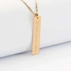 Pendentif personnalisé médaille gravée plaqué or plaque 40x8 mm