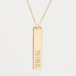 Pendentif personnalisé médaille gravée plaqué or plaque 40x8 mm