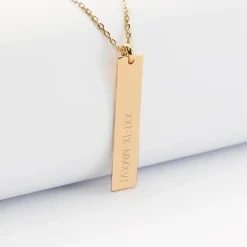 Pendentif personnalisé médaille gravée plaqué or plaque 40x8 mm