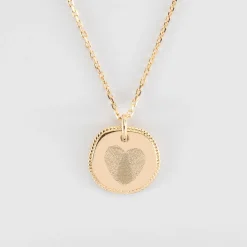 Pendentif personnalisé médaille contour tressé gravée plaqué or 17 mm