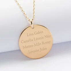 Pendentif personnalisé médaille gravée plaqué or 27 mm - Edition spéciale Mamie