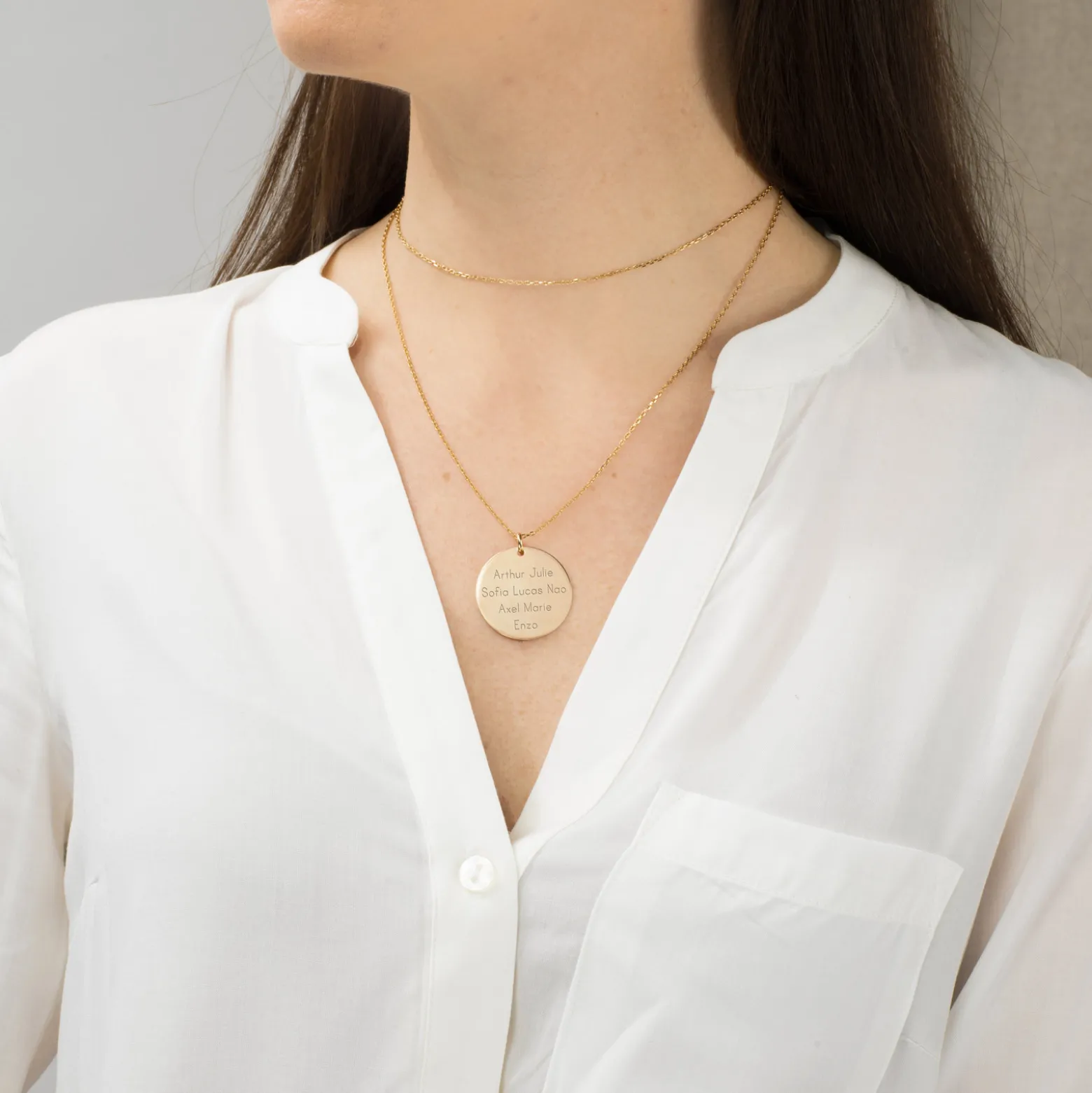 Pendentif personnalisé médaille gravée plaqué or 27 mm - Edition spéciale Mamie