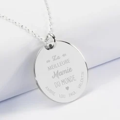 Pendentif personnalisé médaille gravée argent 27 mm