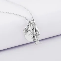 Pendentif personnalisé médaille gravée argent 15 mm et breloque(s) summer - à composer