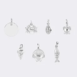 Pendentif personnalisé médaille gravée argent 15 mm et breloque(s) summer - à composer