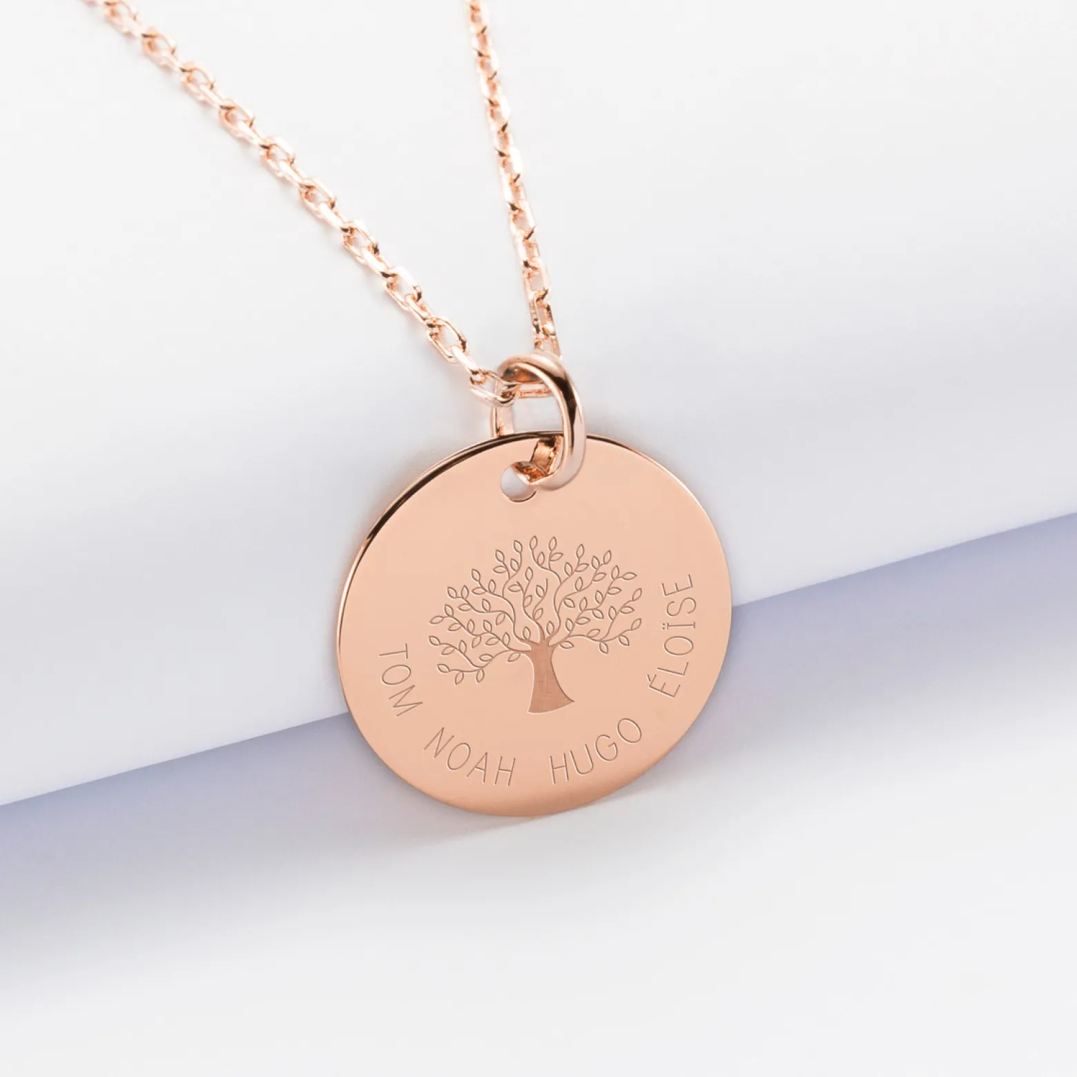 Pendentif personnalisé médaille gravée plaqué or rose 19 mm - Edition spéciale Arbre de Vie