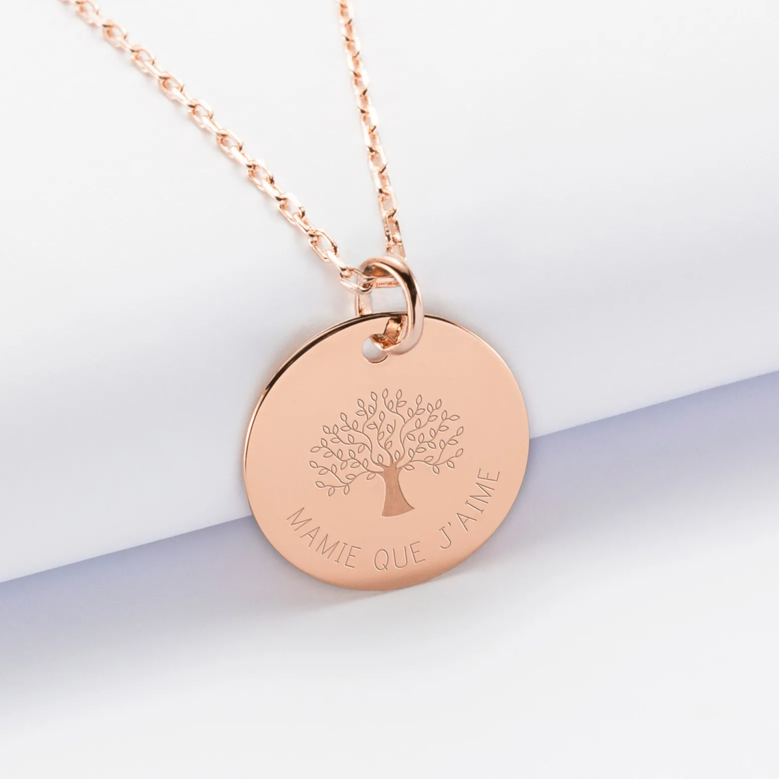 Pendentif personnalisé médaille gravée plaqué or rose 19 mm - Edition spéciale Arbre de Vie