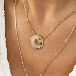 Pendentif personnalisé médaille gravée plaqué or cible coeur 21 mm