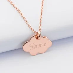 Pendentif personnalisé médaille gravée plaqué or rose nuage 20x14 mm